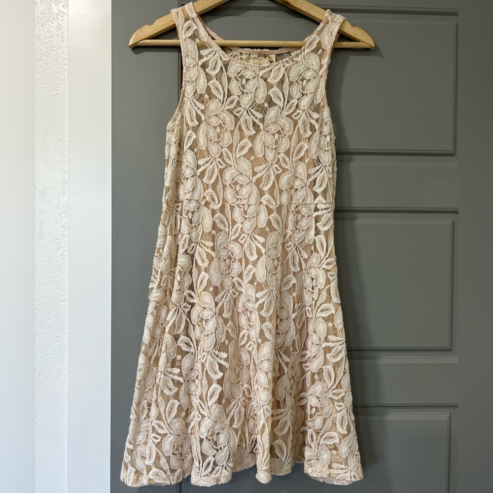 Free People Cream Lace Dress with Nude Sheath Dress